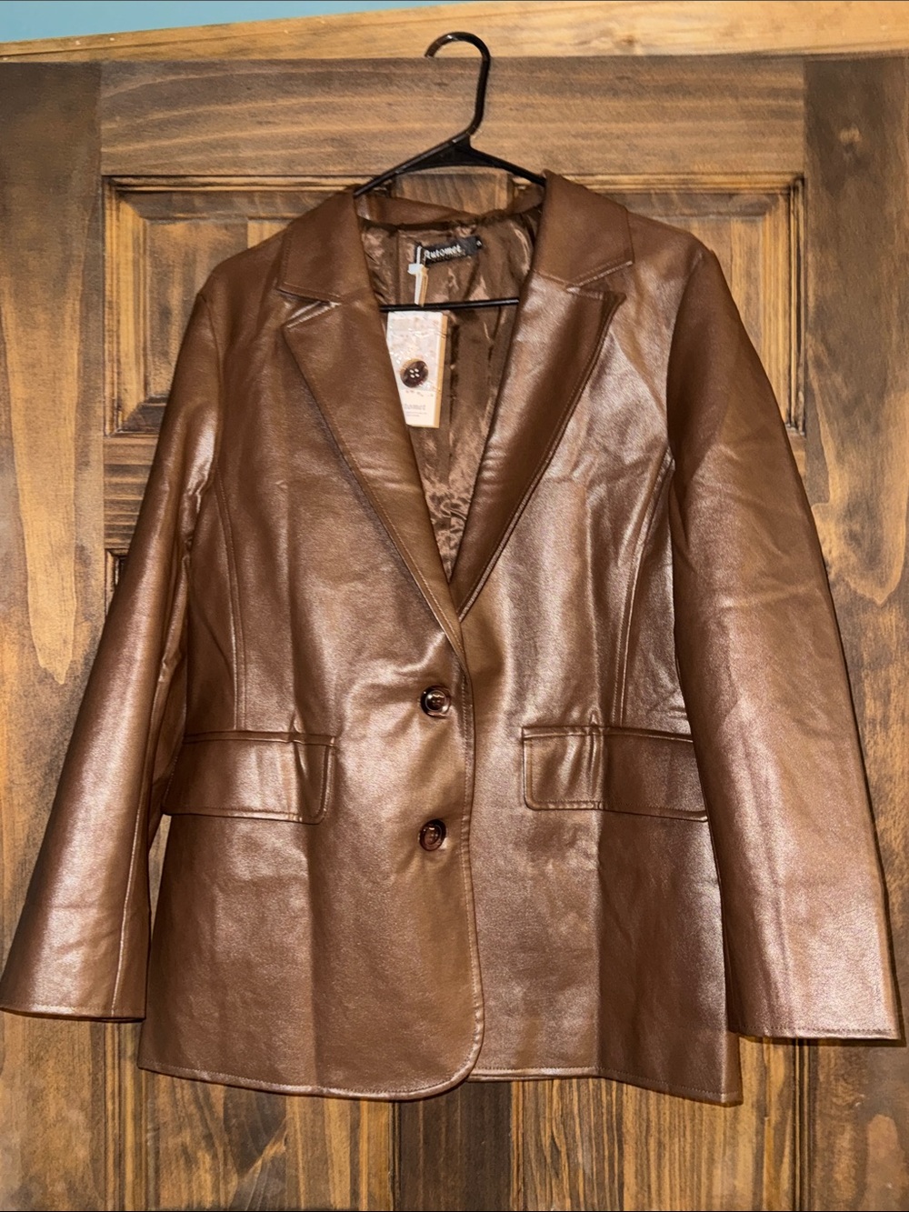 a new day Brown Faux Leather Blazer Jacket